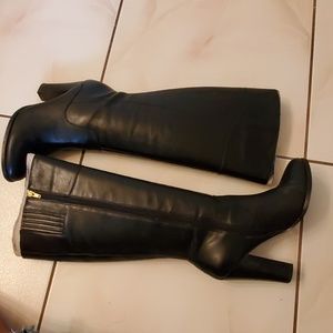 Black leather riding boots - wide calf